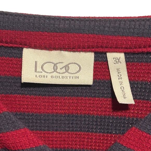 LOGO LORI GOLDSTEIN Cardigan & Tank Set Tunic Length Striped Button Down - Picture 2 of 8